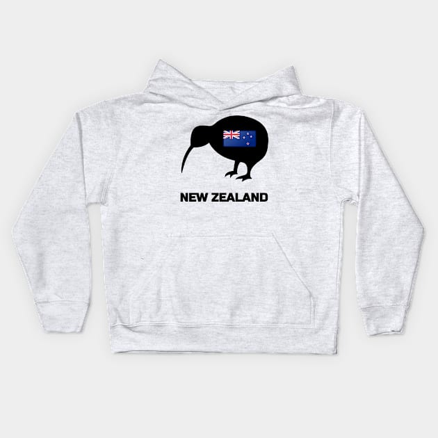 Kiwi Bird New Zealand Flag Kids Hoodie by johnnie2749